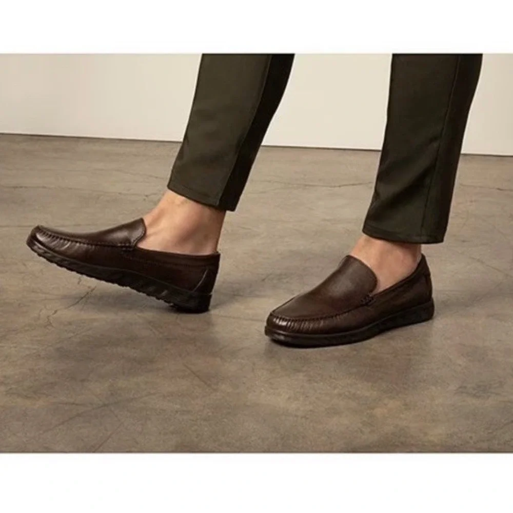 New ECCO S Lite Men's 9 9.5 EU 43 Moc Brown Leather Loafer Moccasin Shoes $180